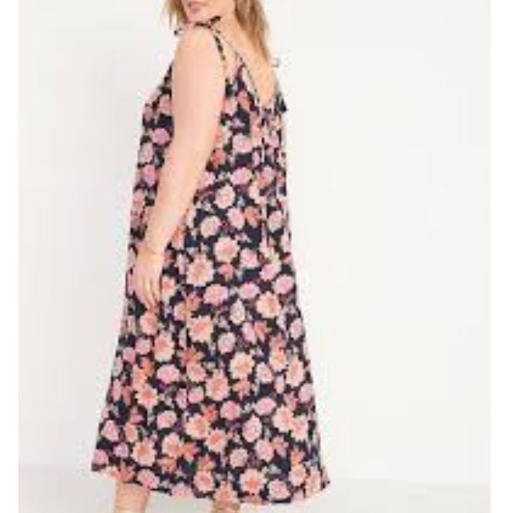 Old Navy Tie-Shoulder Tassel Floral Print All Day Maxi Swing Dress Plus Size 2X